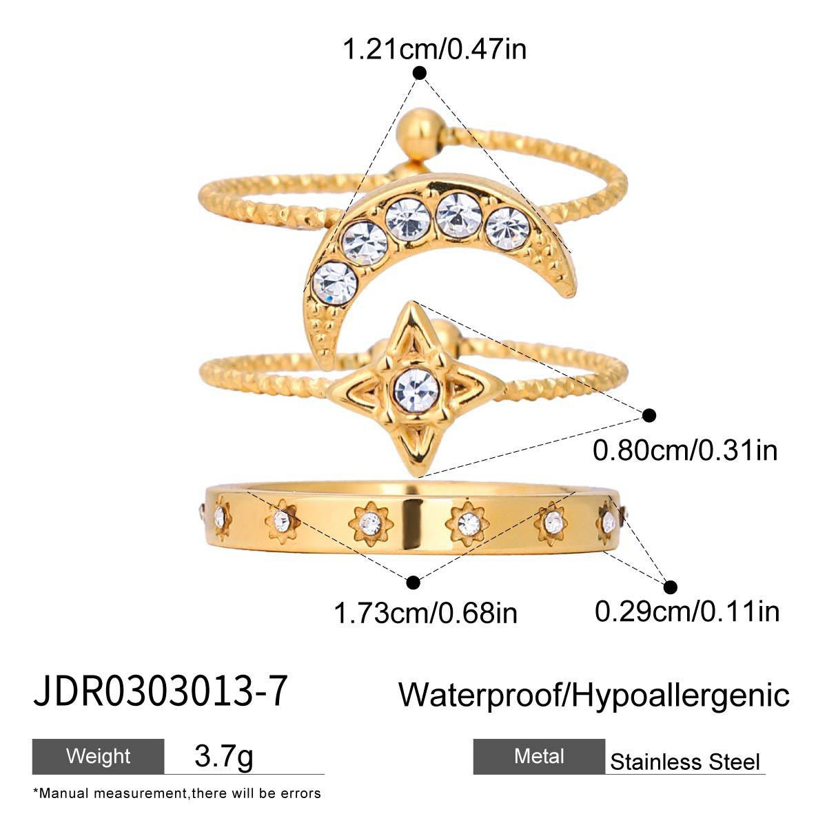 Moon and star stacking rings set