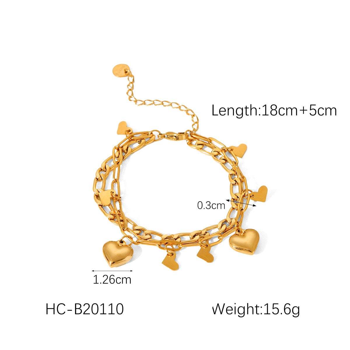 Double chains heart bracelet