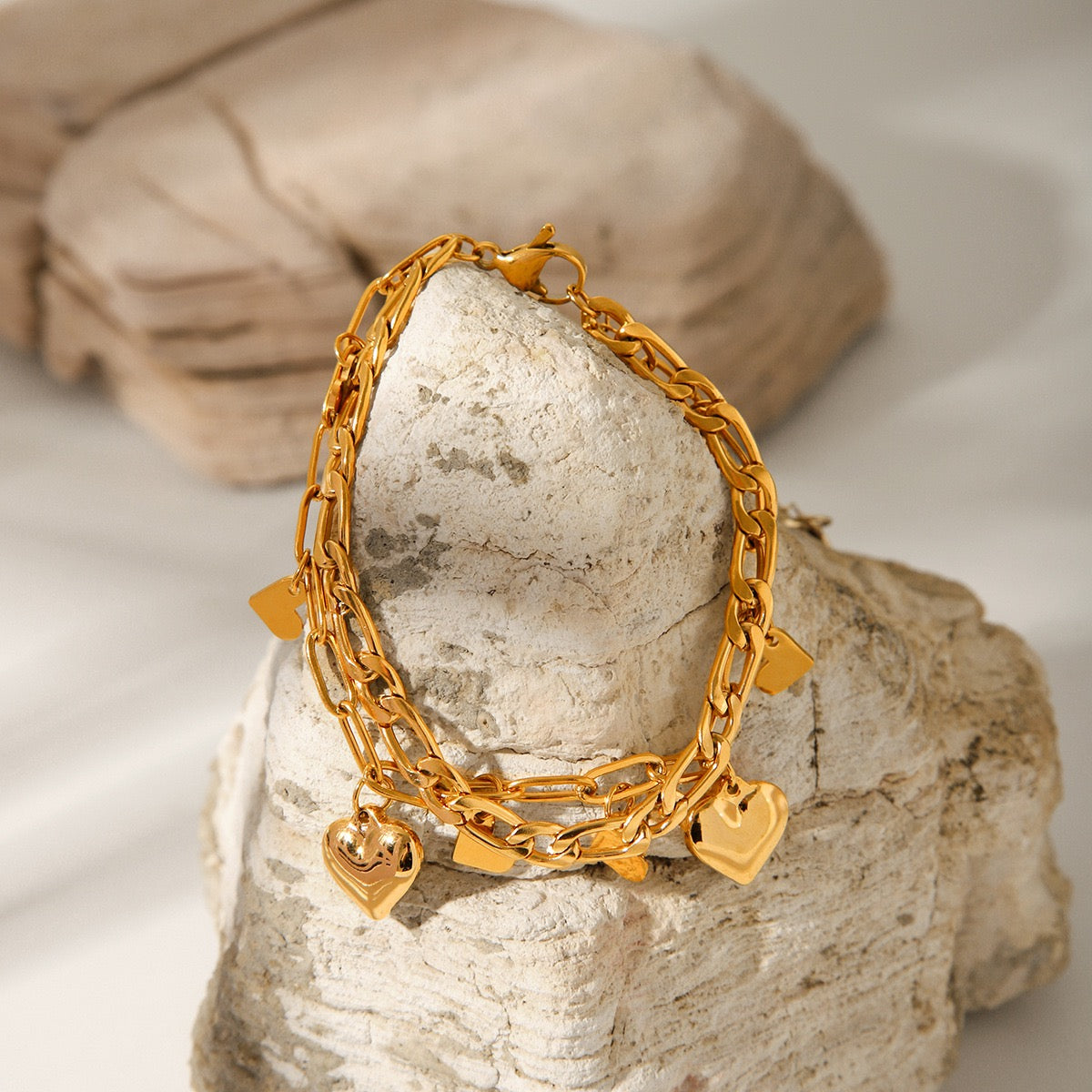 Double chains heart bracelet