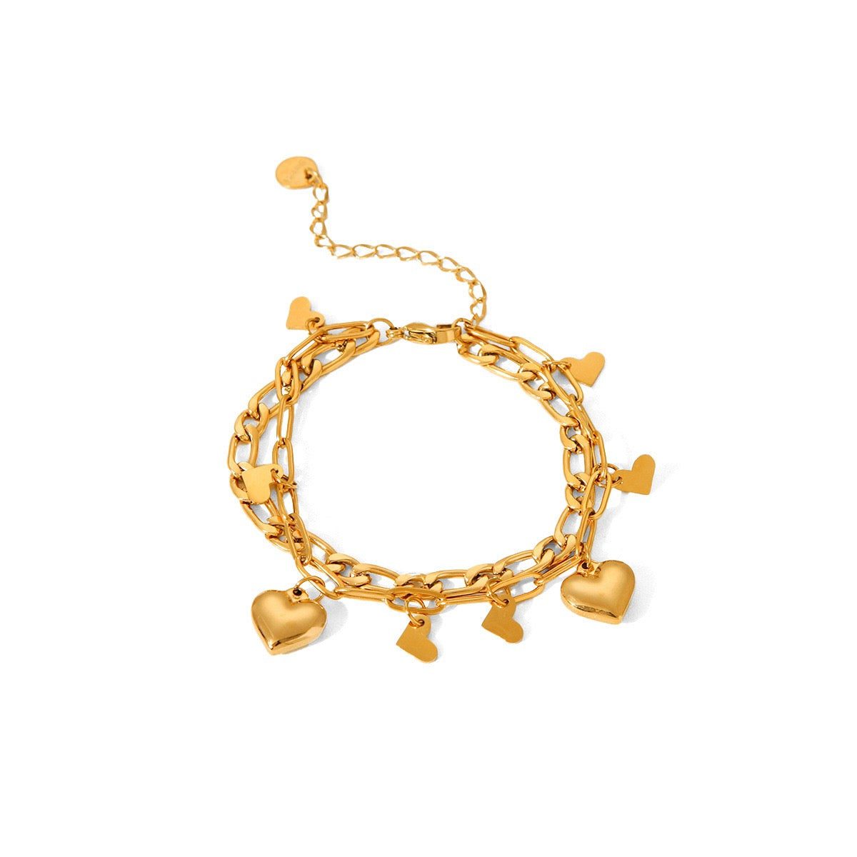 Double chains heart bracelet