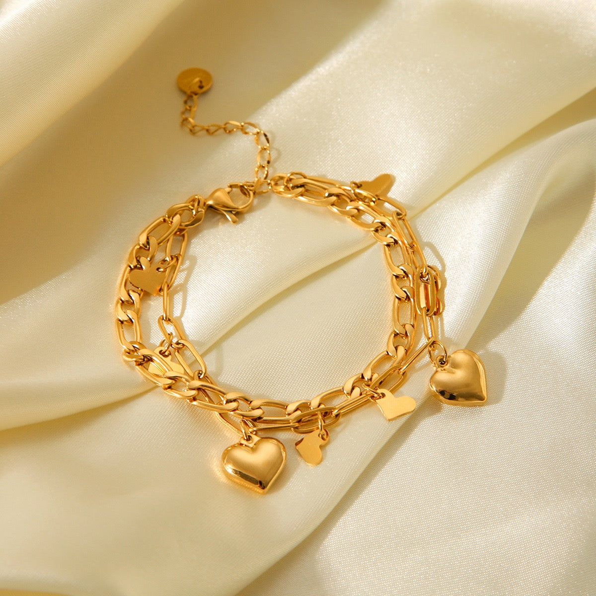 Double chains heart bracelet