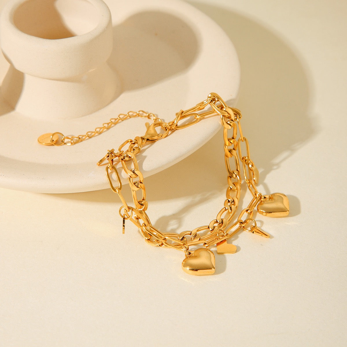 Double chains heart bracelet