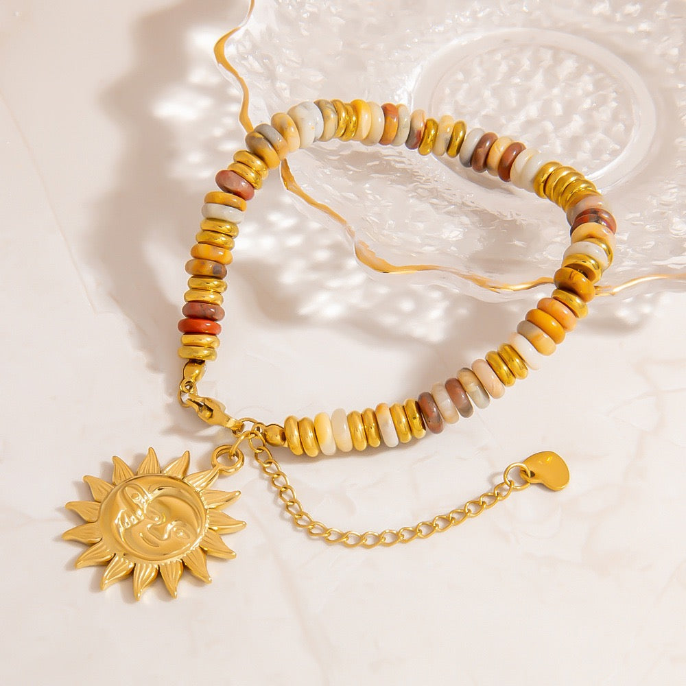 Natural stone charm bracelet