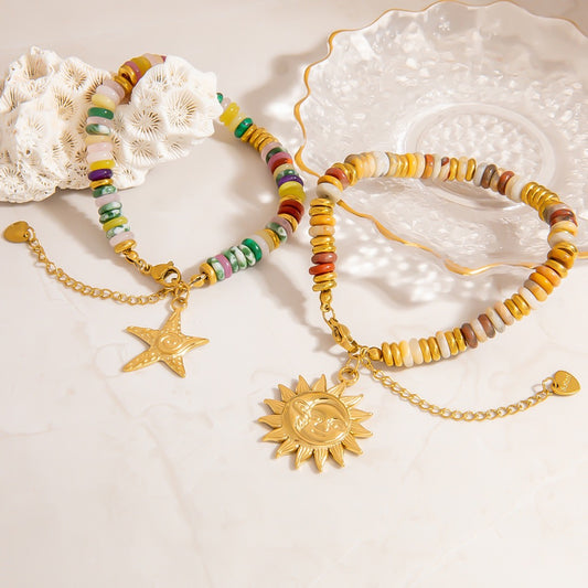 Natural stone charm bracelet