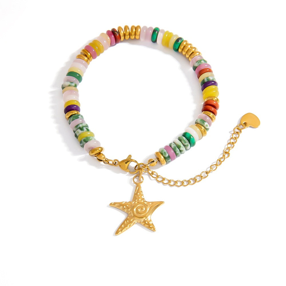 Natural stone charm bracelet