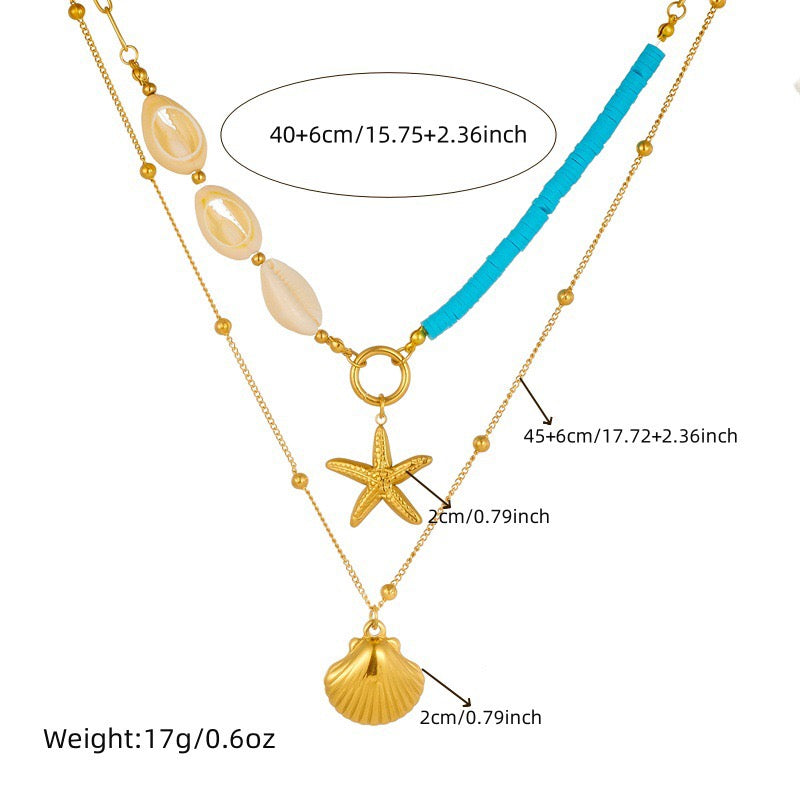 Blue layer starfish charm necklace