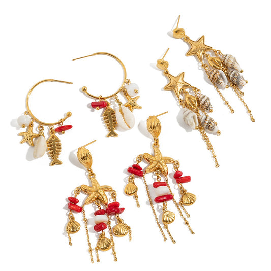 Dangling coral fish earrings