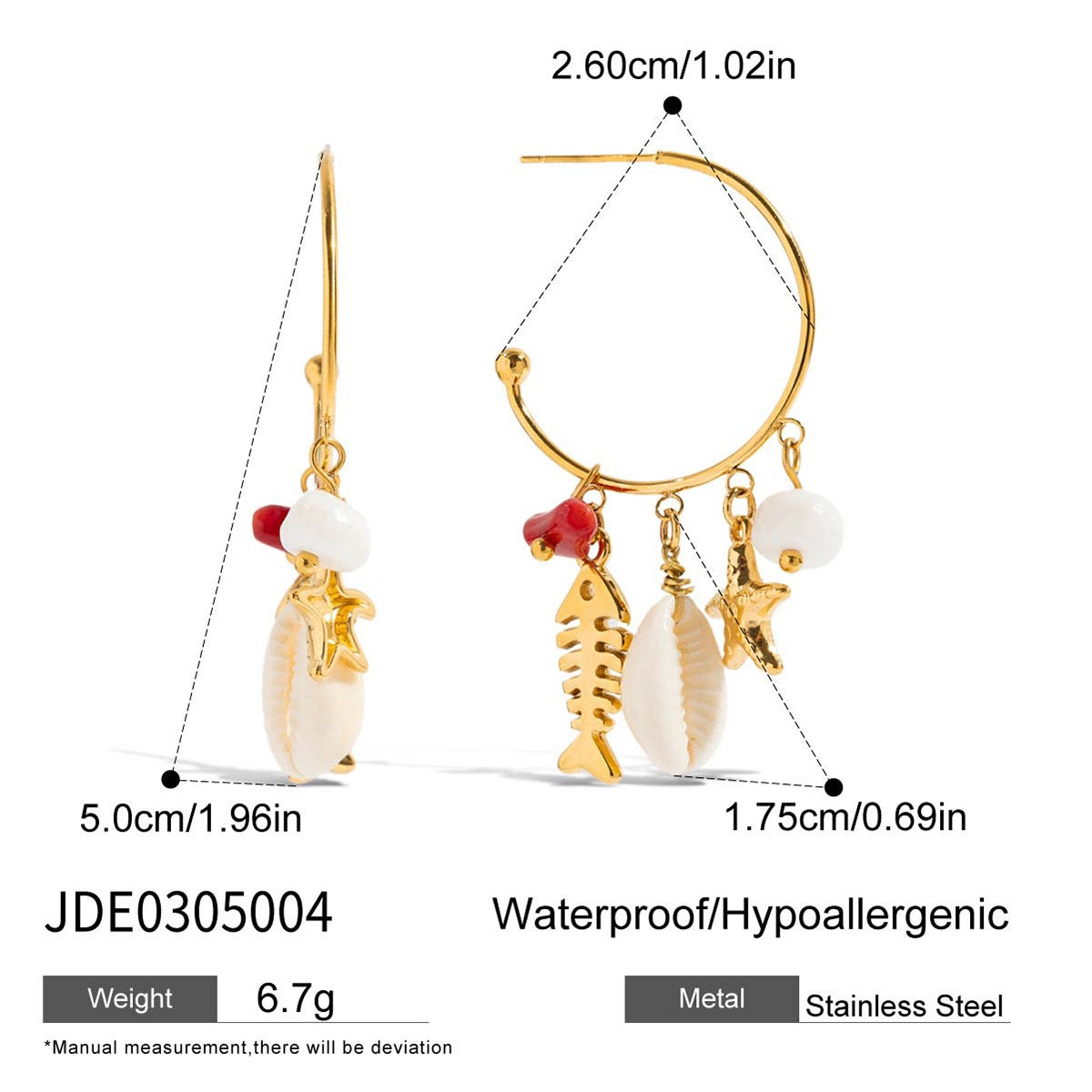 Dangling coral fish earrings
