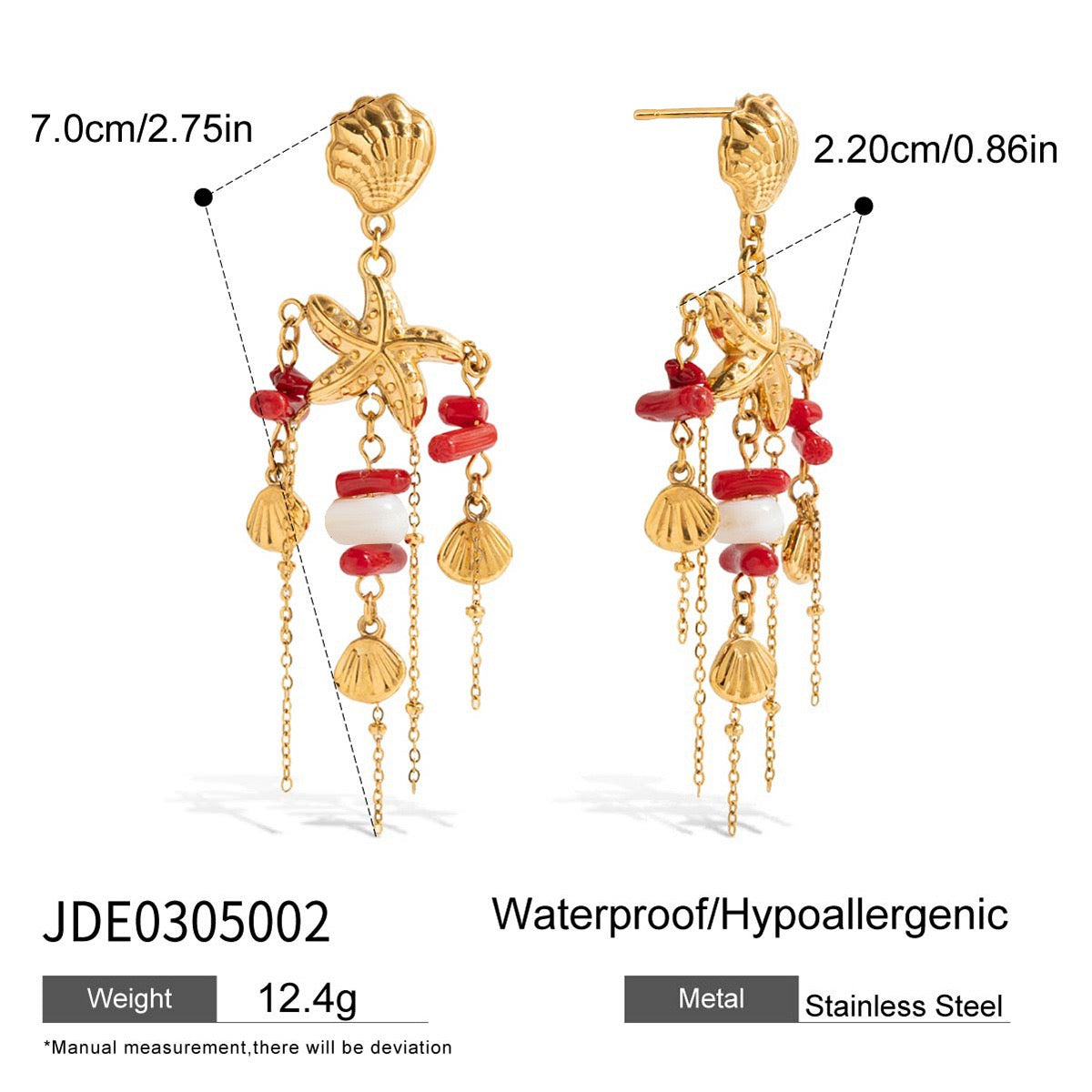 Dangling coral fish earrings