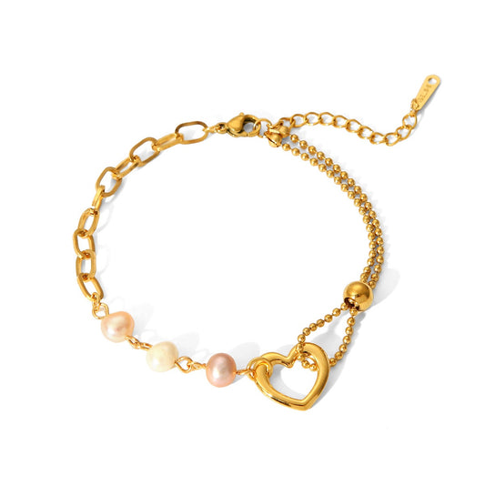 Freshwater pearls heart bracelet