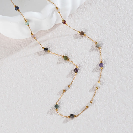 Natural stone beady necklace