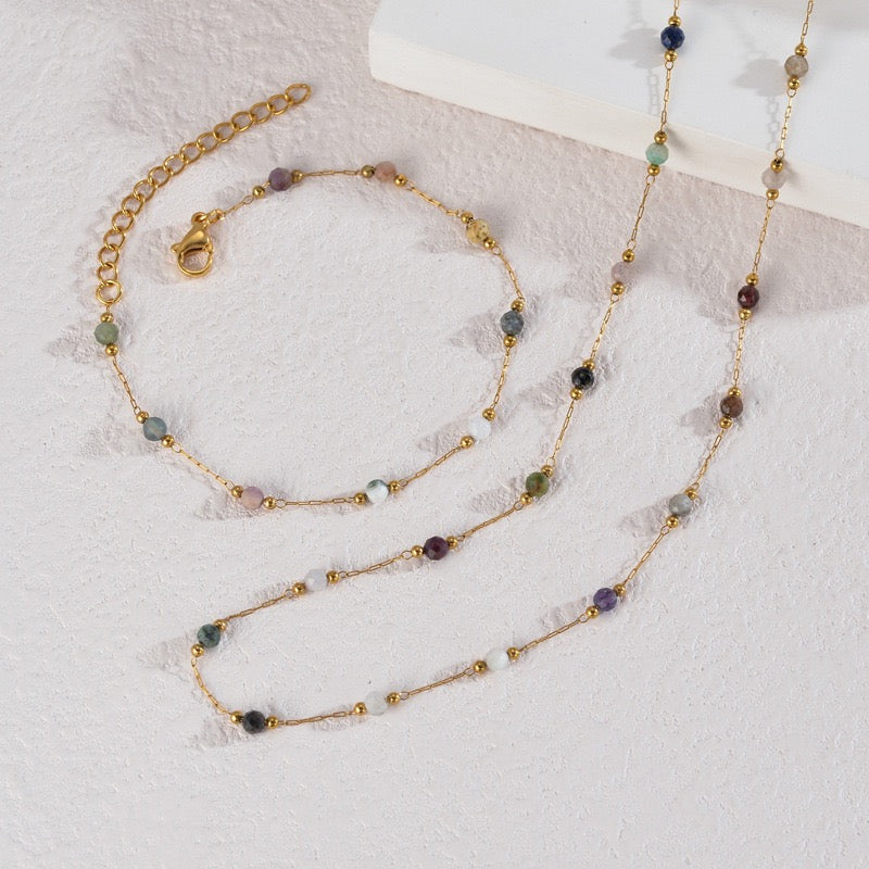 Natural stone beady necklace