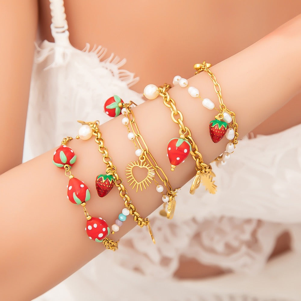 Strawberry daisy charm bracelets