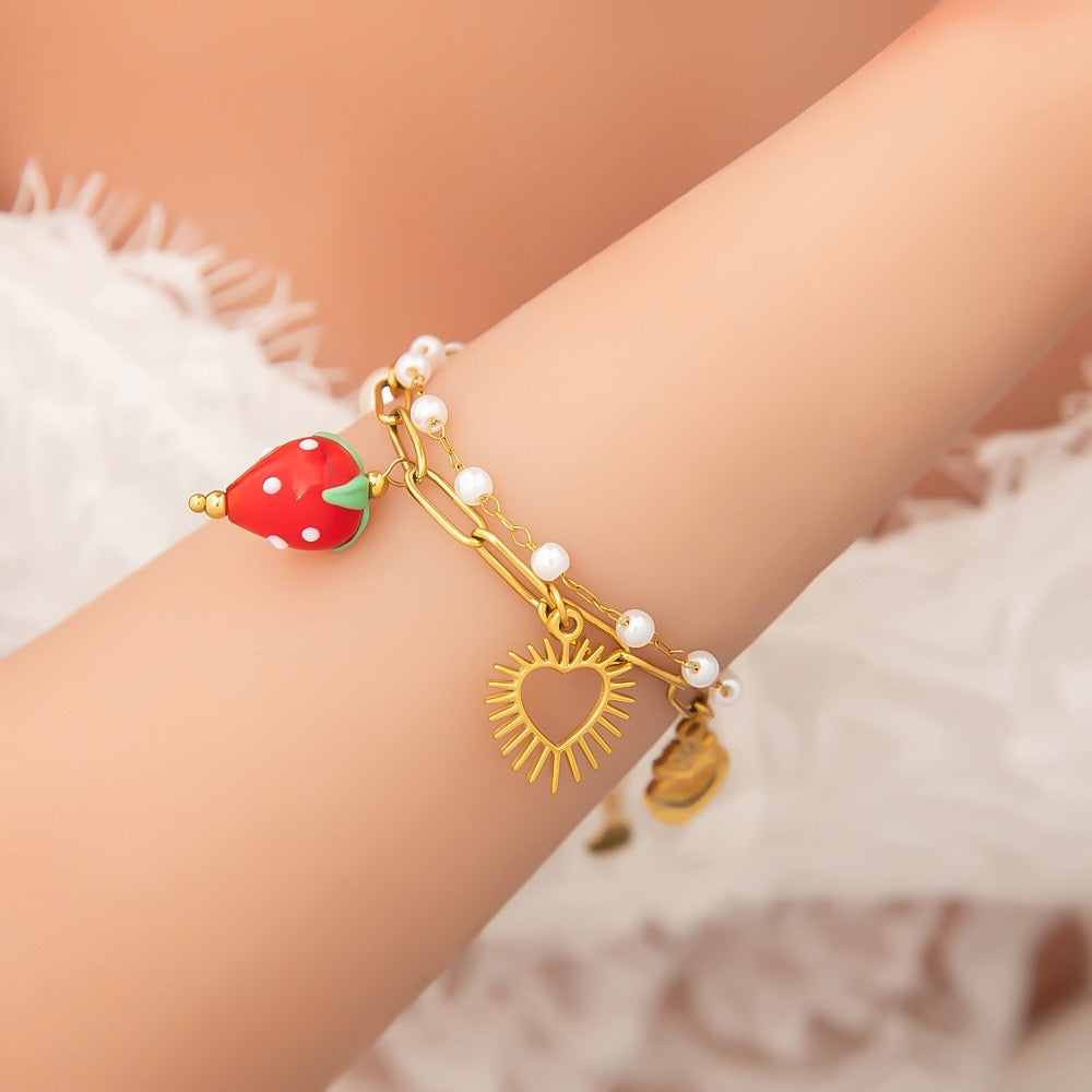 Strawberry daisy charm bracelets
