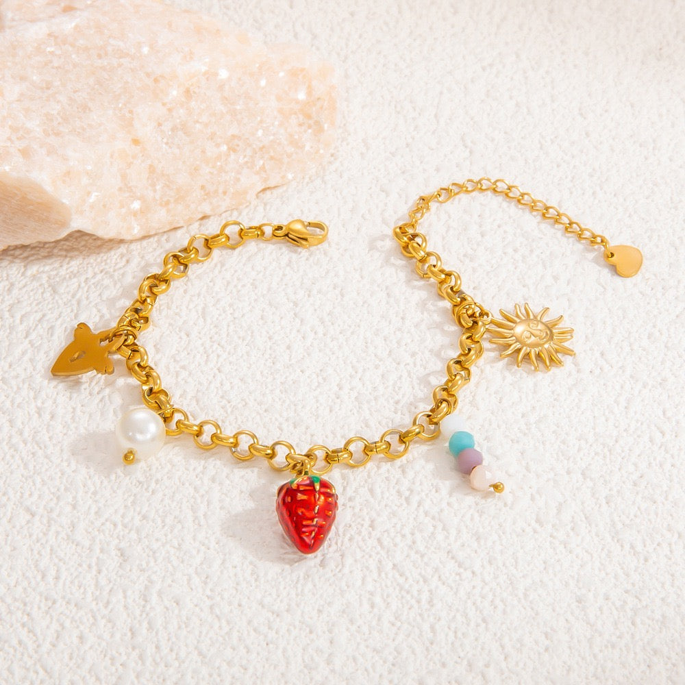 Strawberry daisy charm bracelets