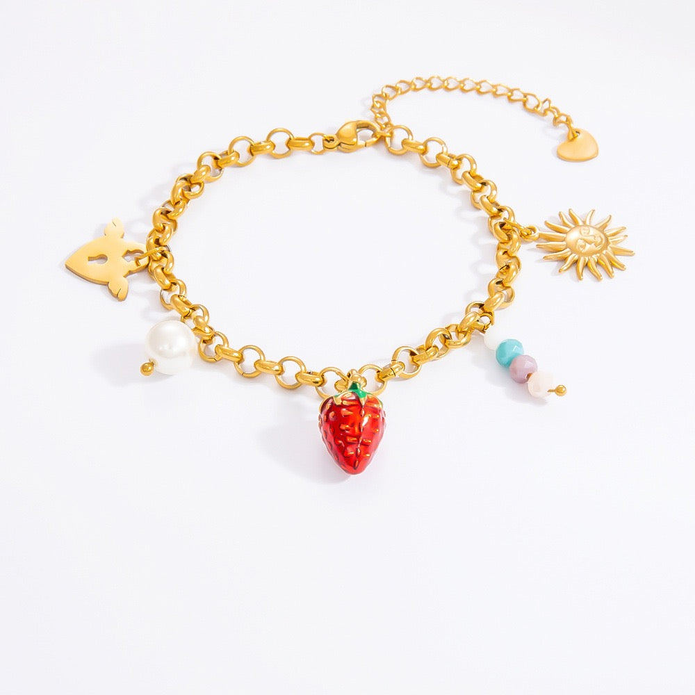 Strawberry daisy charm bracelets
