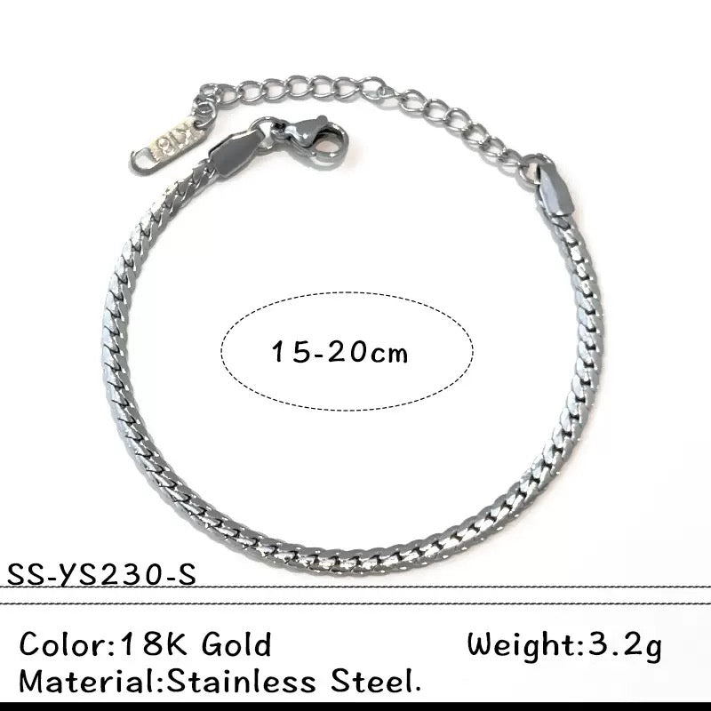 Silver round chains bracelet