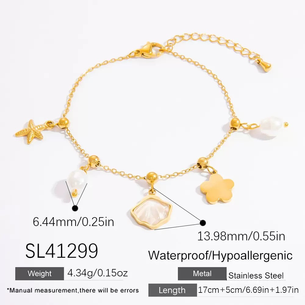 Double layer starfish green bracelet