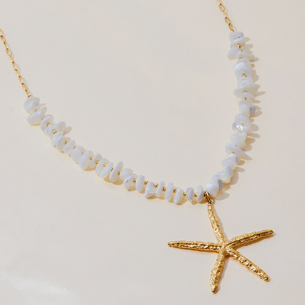 White shell starfish necklace