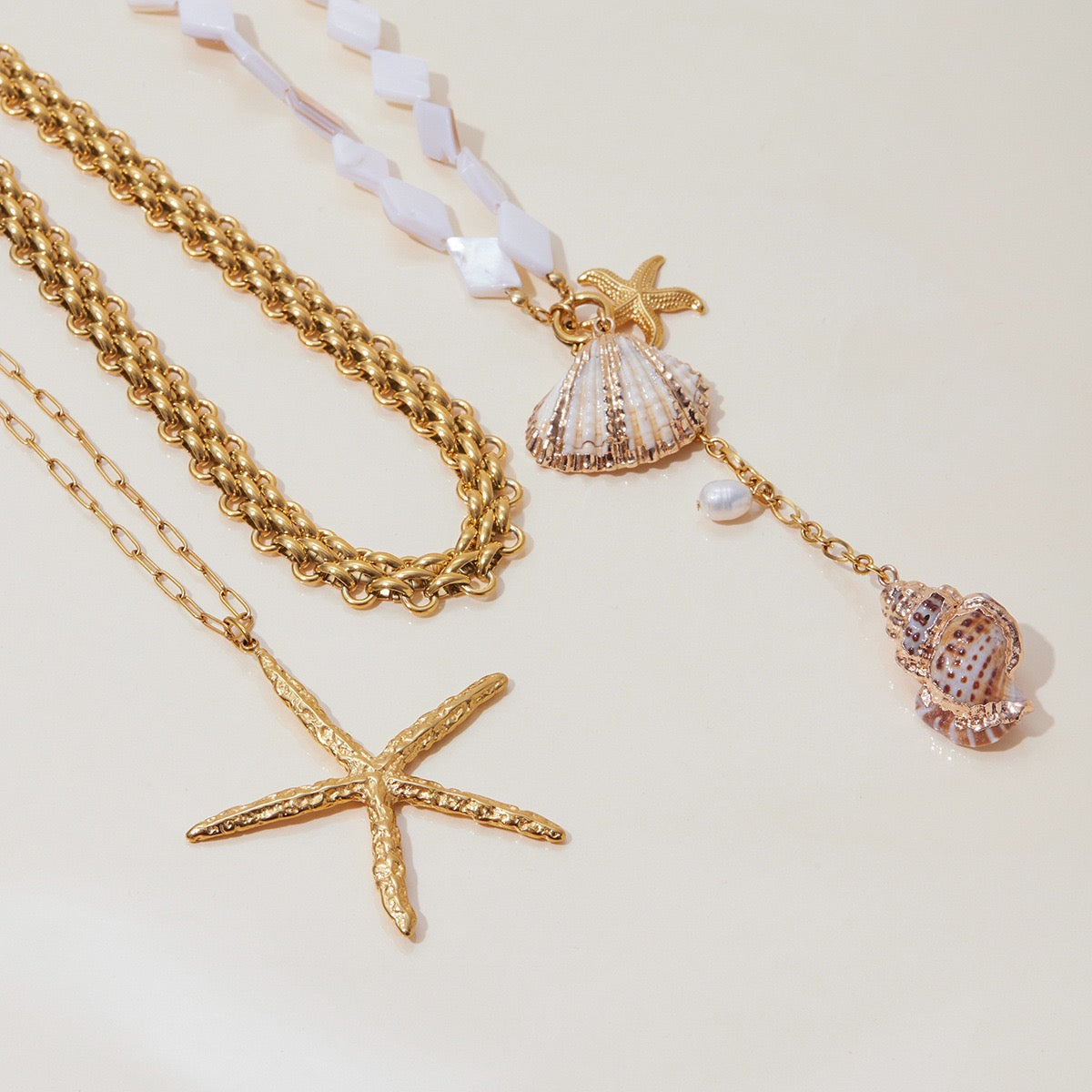 White shell starfish summer set