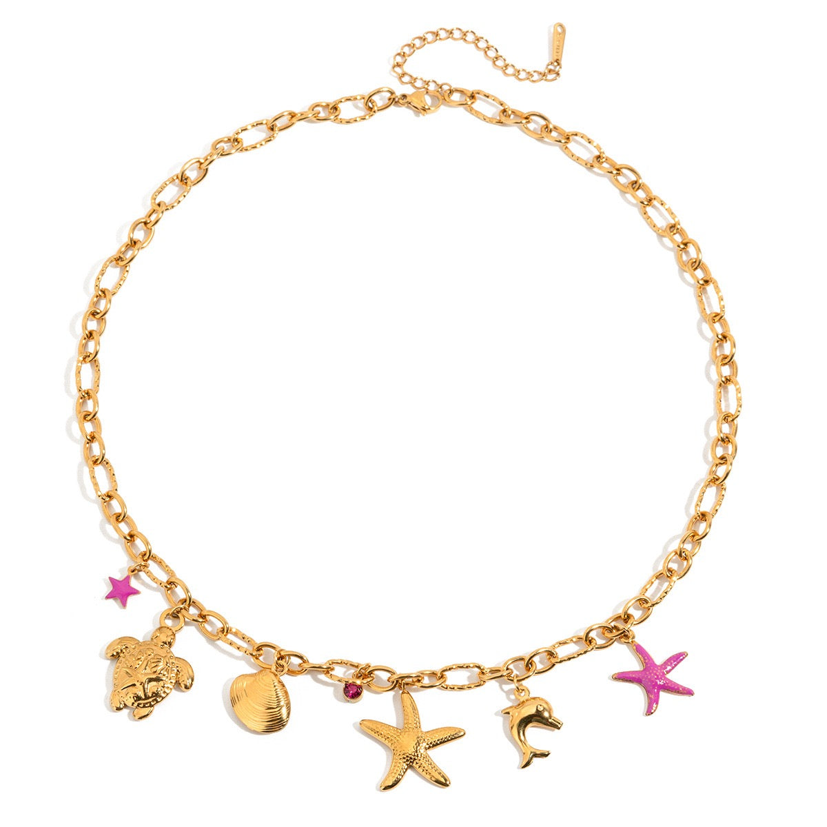 Pink starfish charm necklace