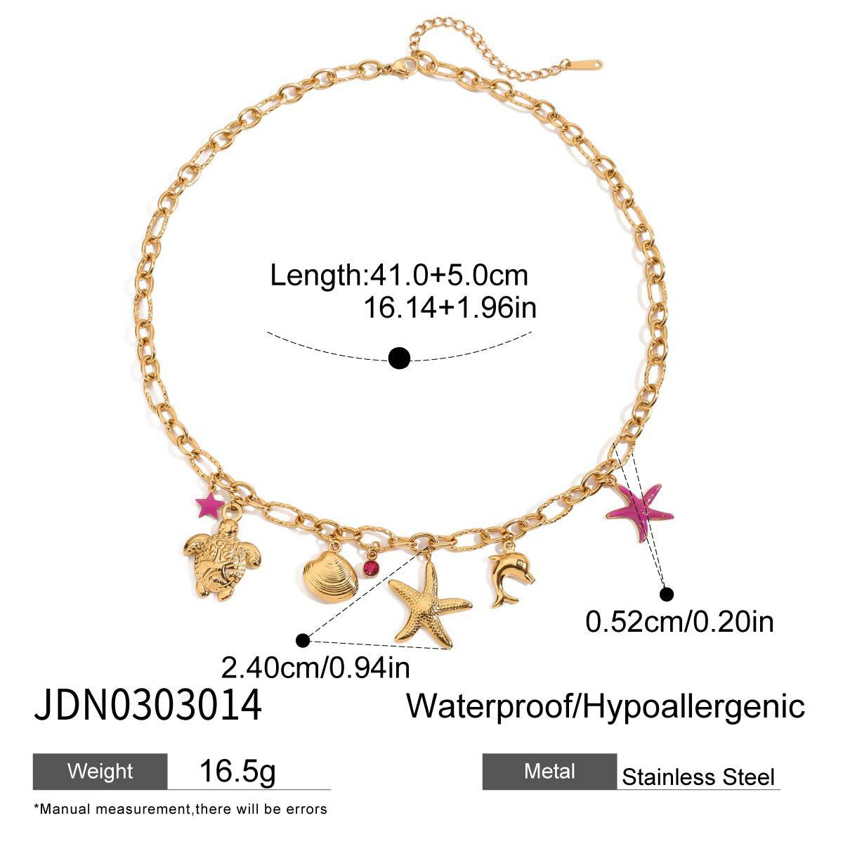 Pink starfish charm necklace