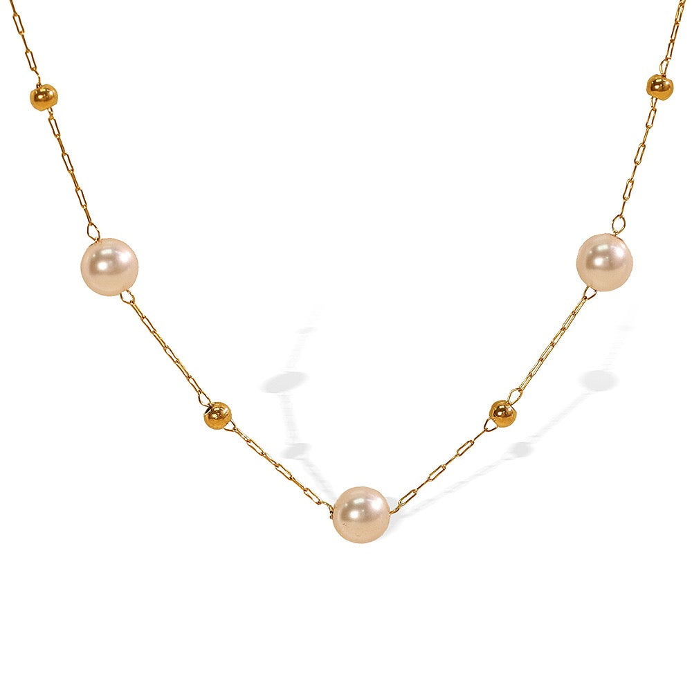 Champagne round pearly necklace