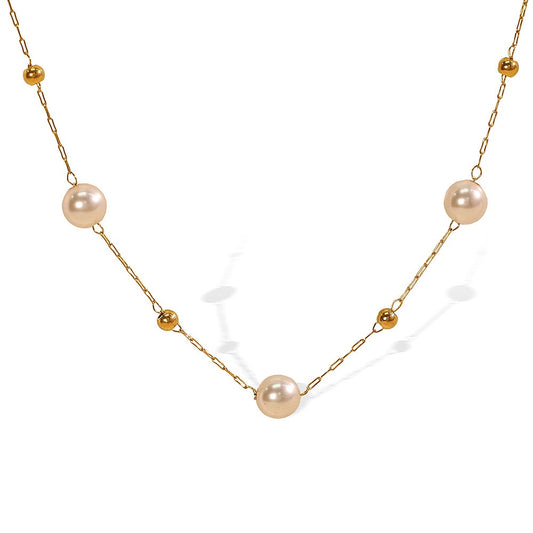 Champagne round pearly necklace
