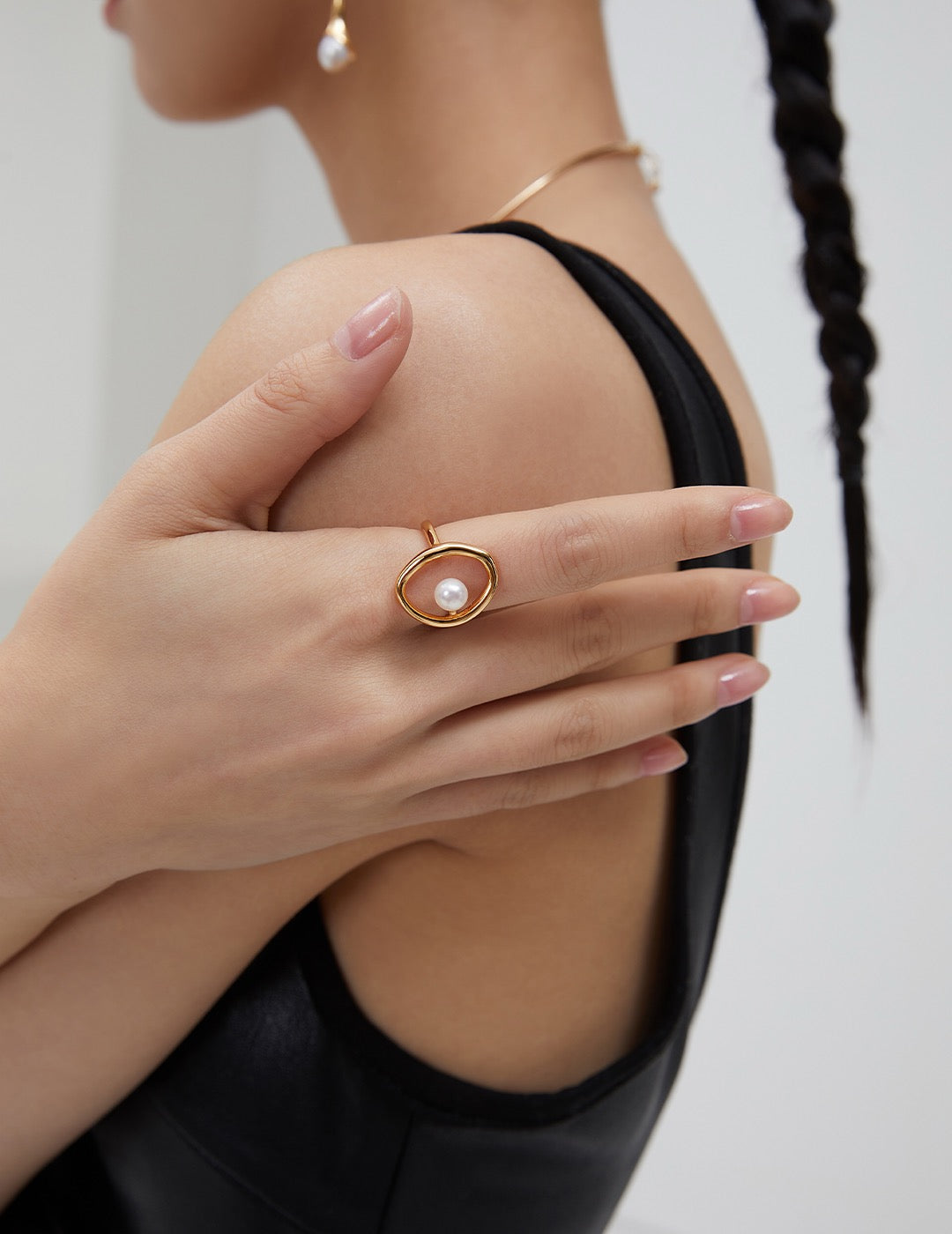 Celestial Pearl round statement rings