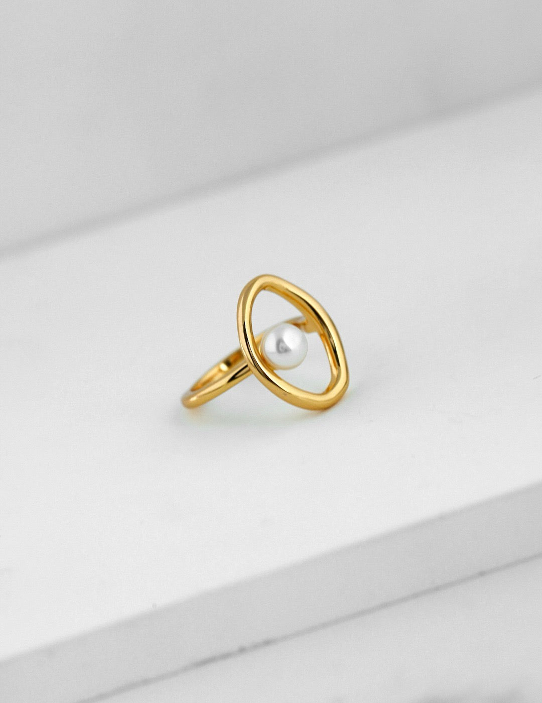 Celestial Pearl round statement rings