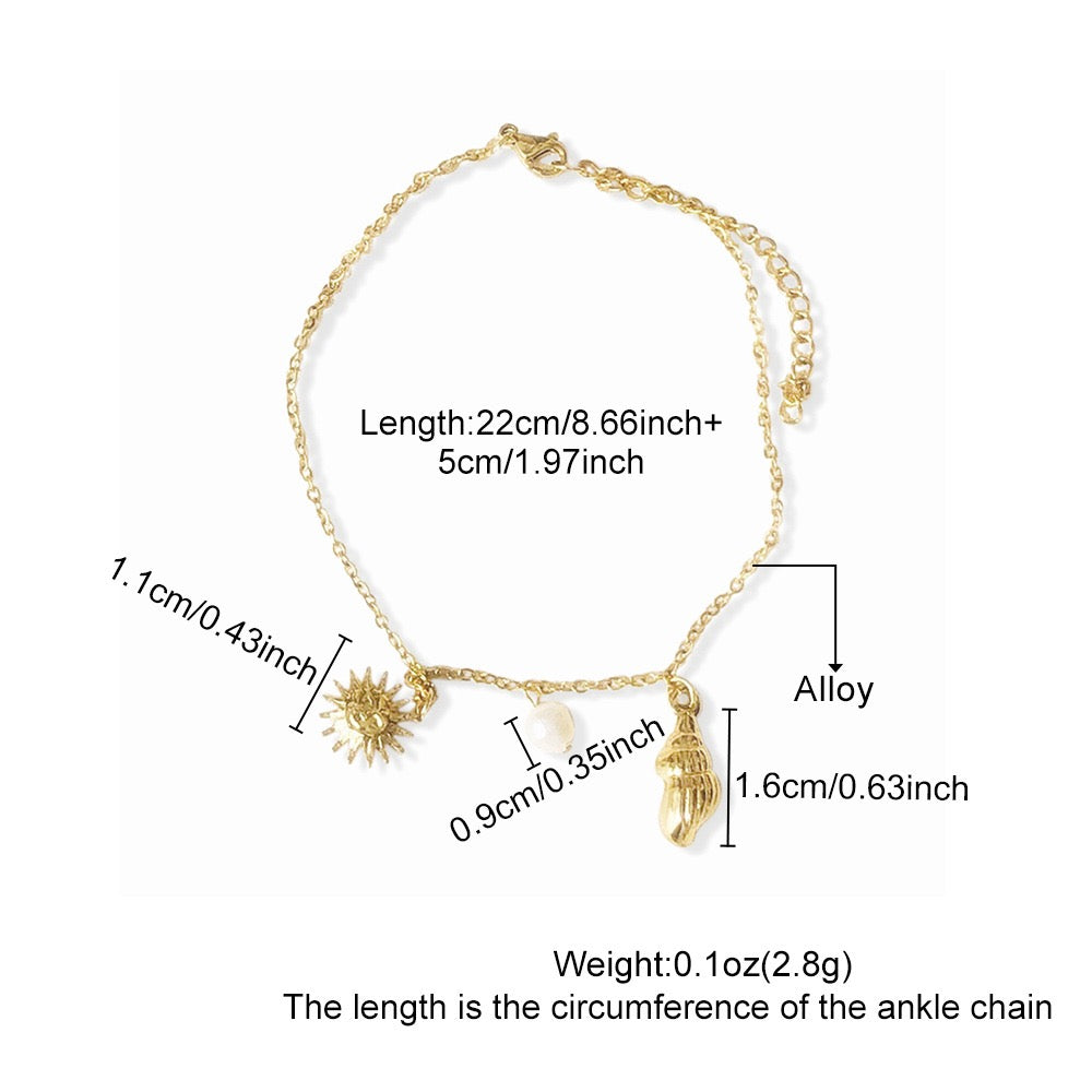 Dainty shell mini anklet