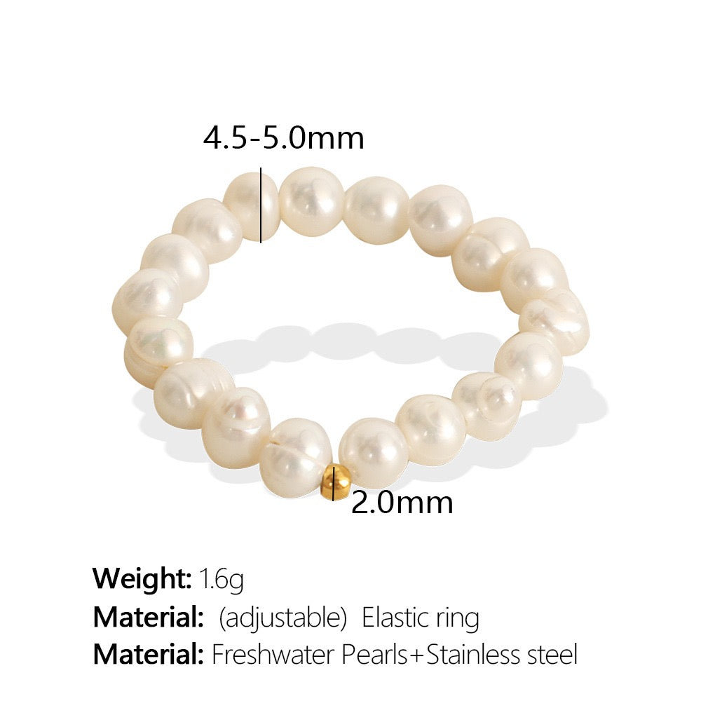 Kate Elastic round freshwater pearls rings