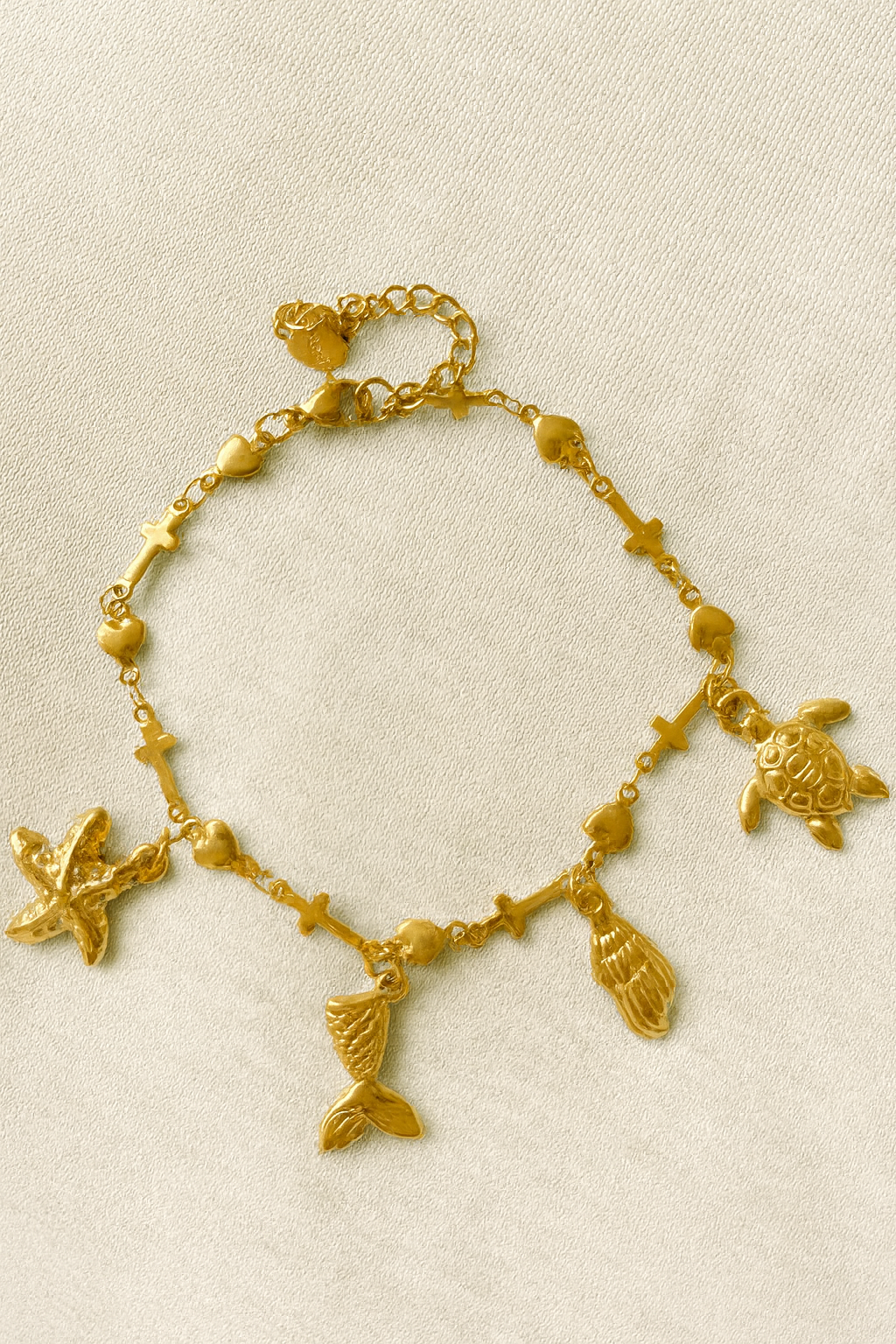 Cross heart anklet