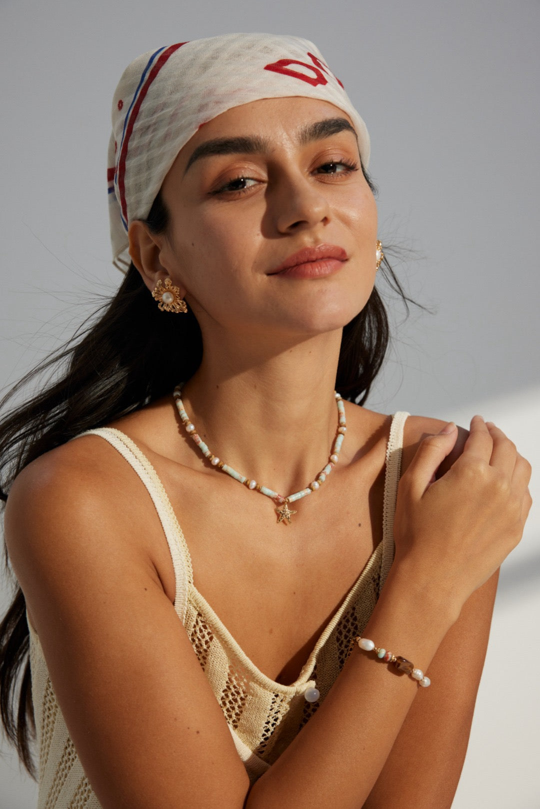 Jasper Blossom flower pearl earrings