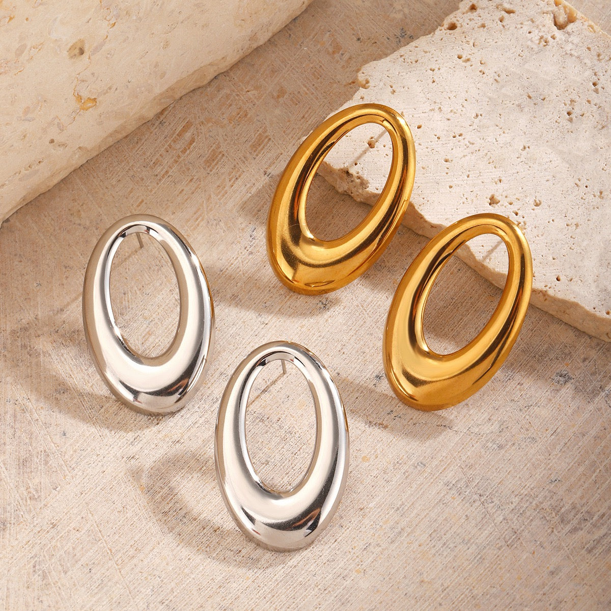 Oval statement earrings