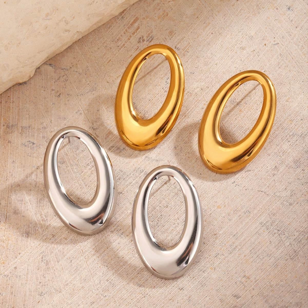 Oval statement earrings