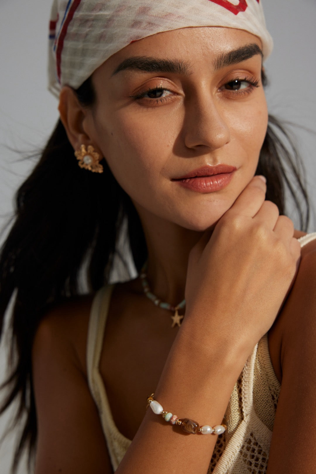 Jasper Blossom flower pearl earrings