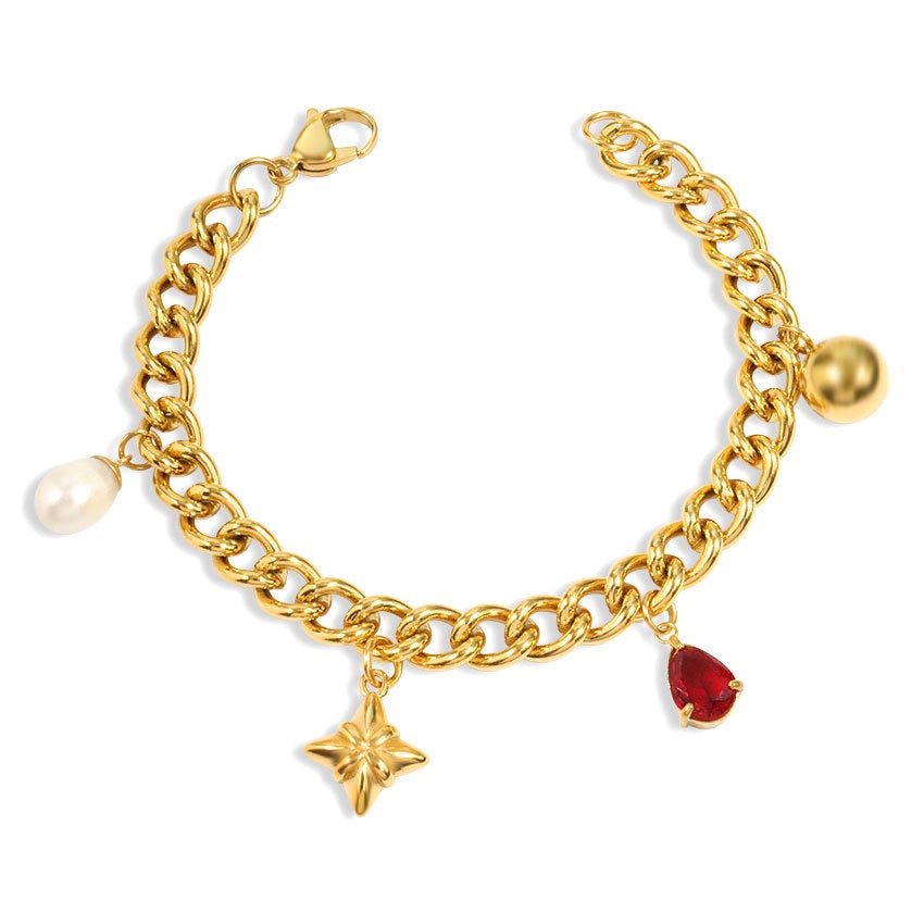 Statement red charm bracelet