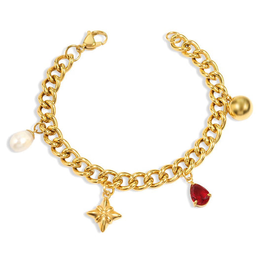 Statement red charm bracelet