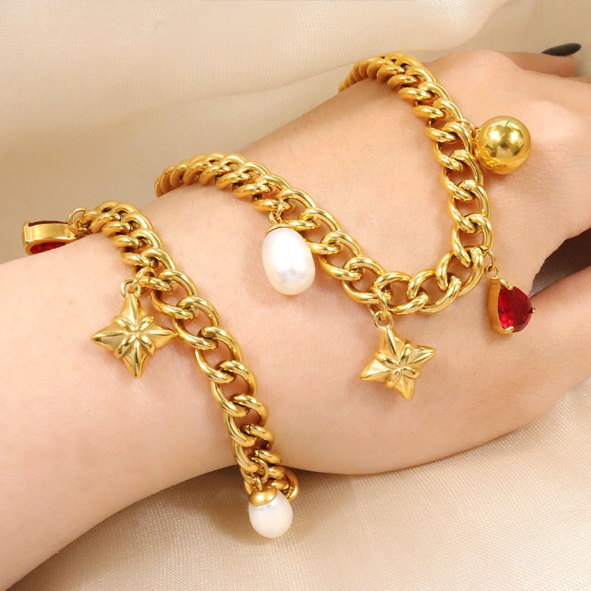 Statement red charm bracelet