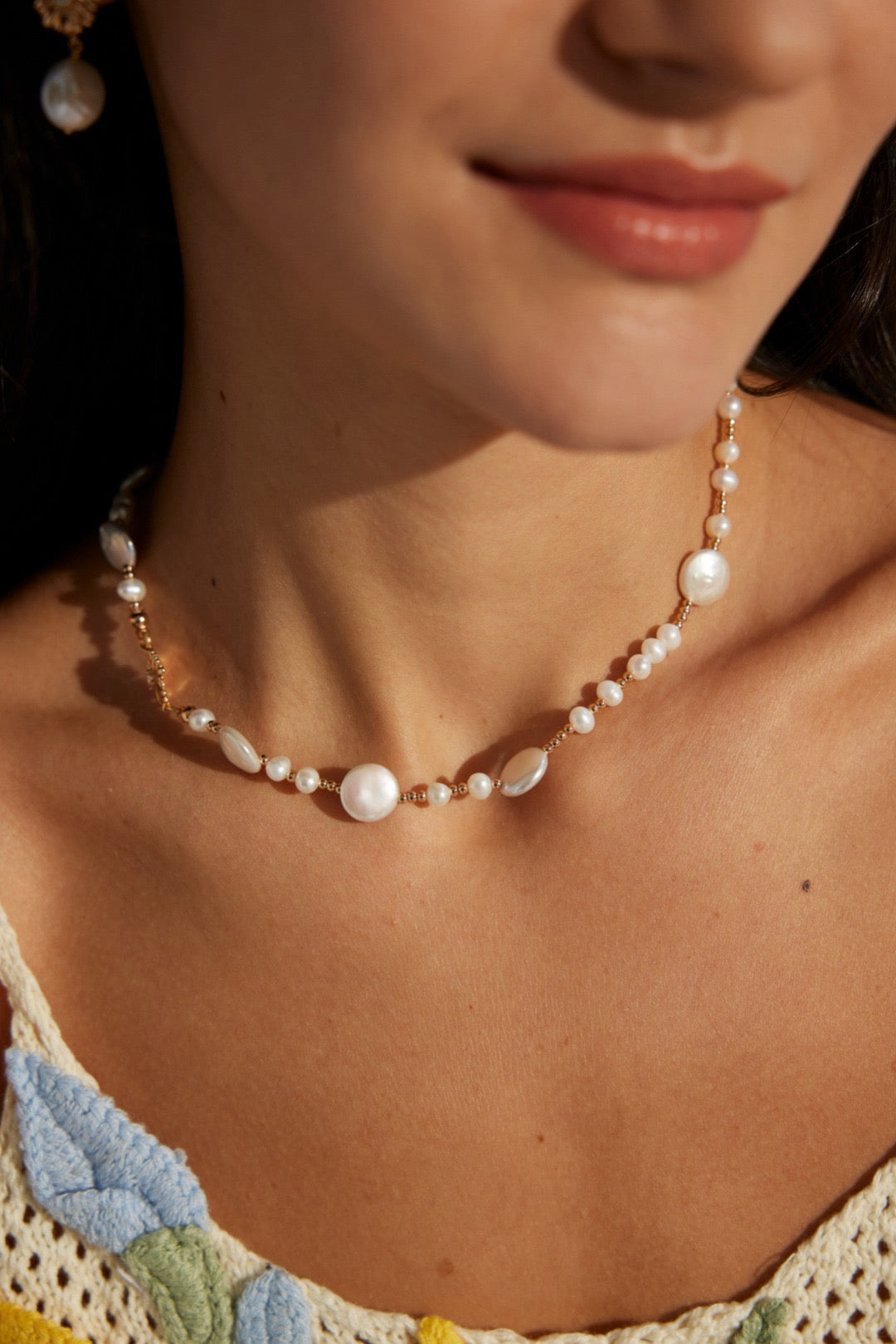 Annistone Flat natural pearls necklace