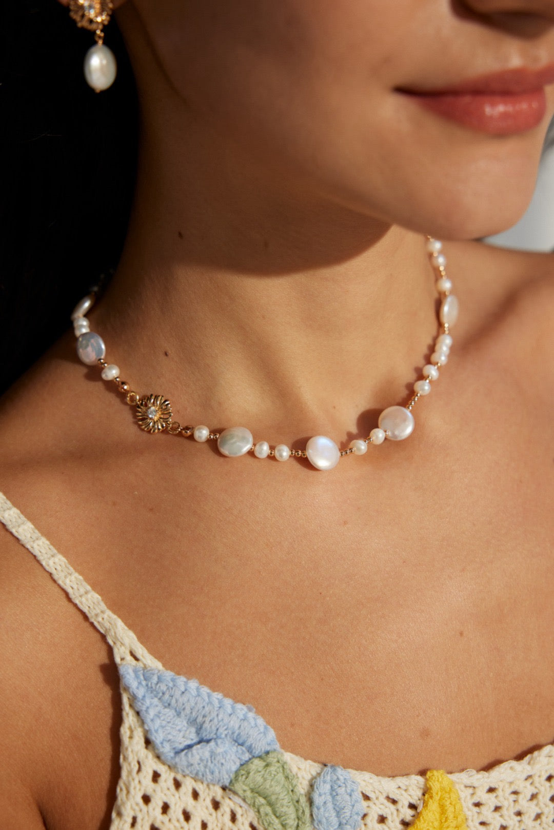 Annistone Flat natural pearls necklace