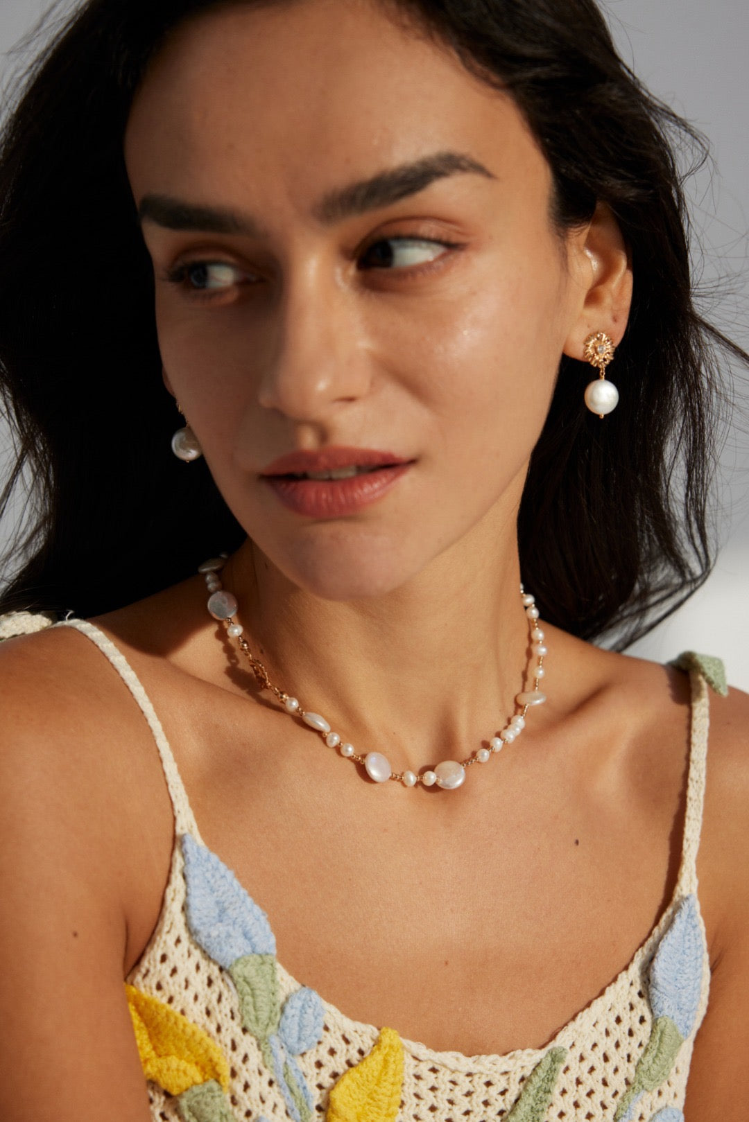 Annistone Flat natural pearls necklace