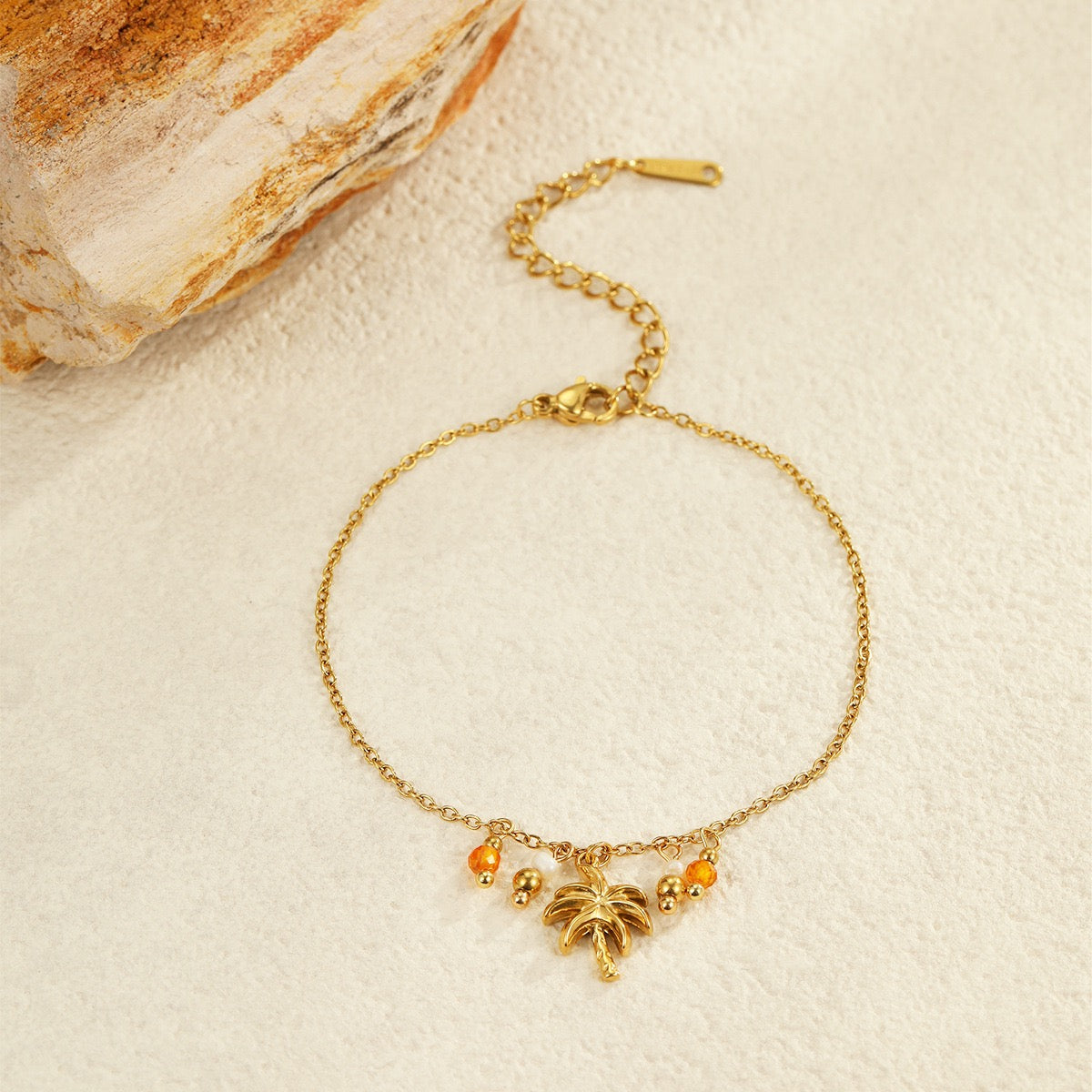 Dainty drop palm tree bracelet