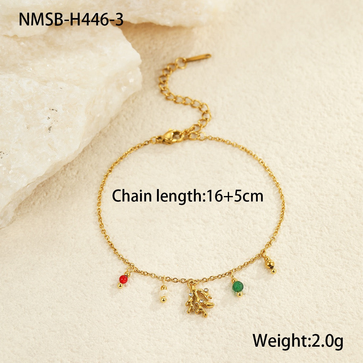 Dainty drop palm tree bracelet