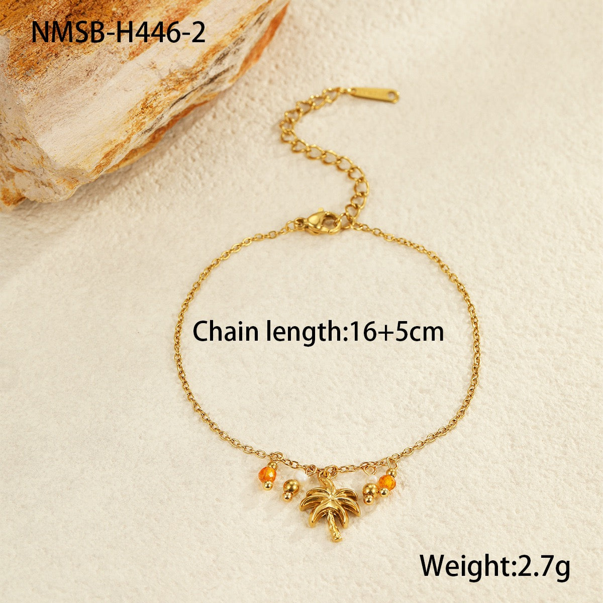 Dainty drop palm tree bracelet