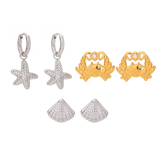 Not so crabby stacking earrings set