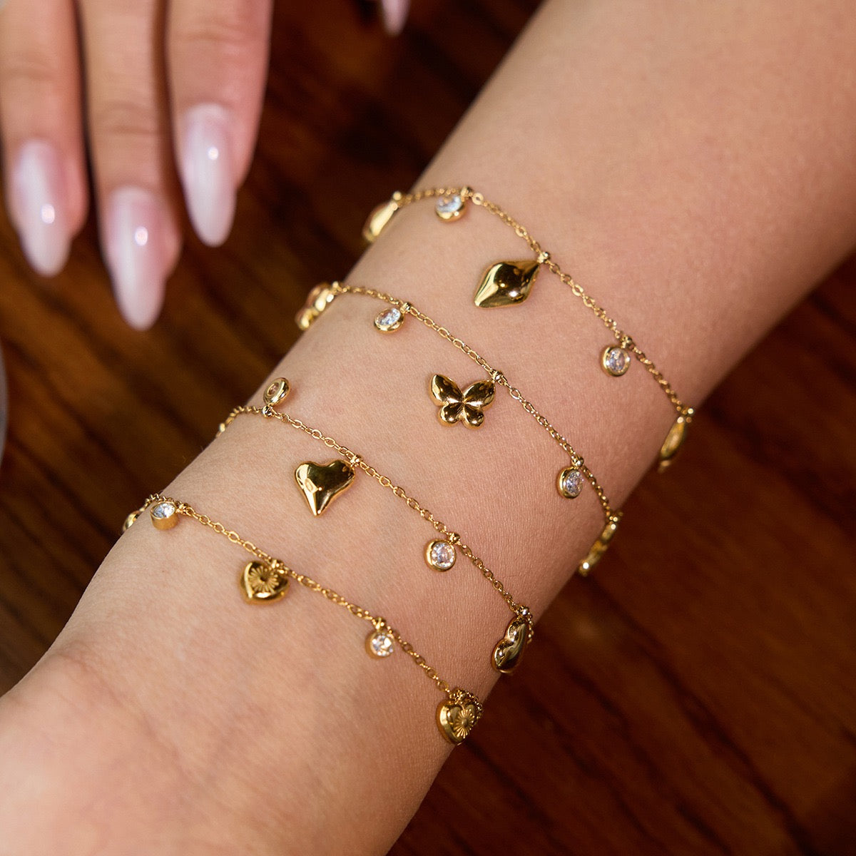 Dainty drop charm bracelet