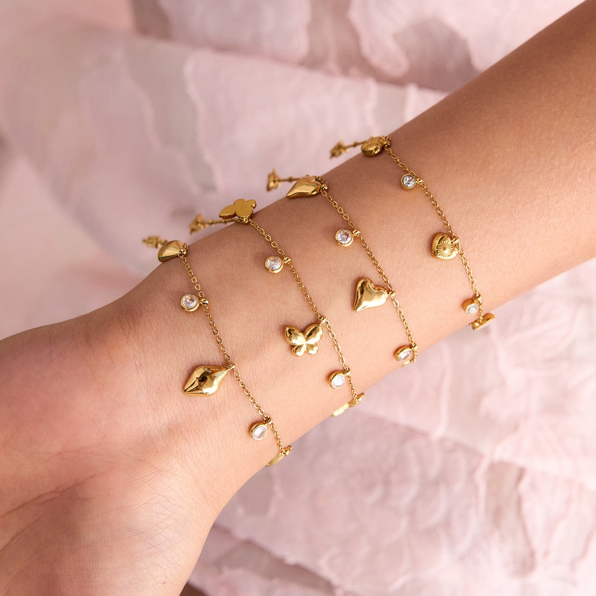 Dainty drop charm bracelet