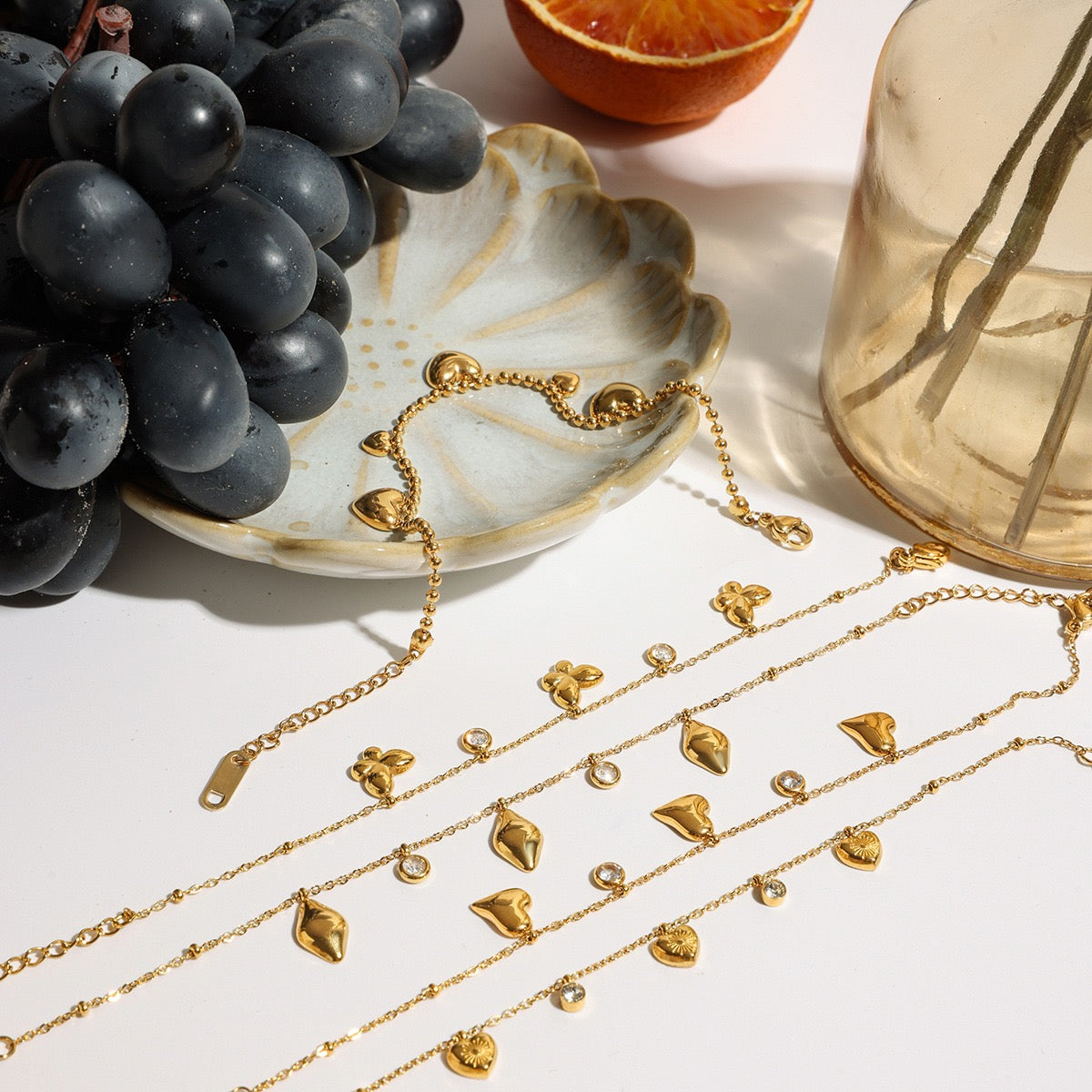 Dainty drop charm bracelet